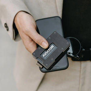 Brushed Black | Slide Wallet + Carbon Fiber Cash Clip