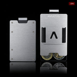 Brushed Silver | Slide Wallet with Closed Coverplate + Silver Cash Clip