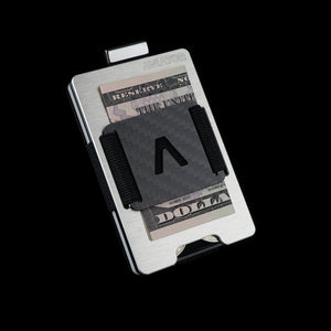 Brushed Silver | Slide Wallet + Carbon Fiber Cash Clip