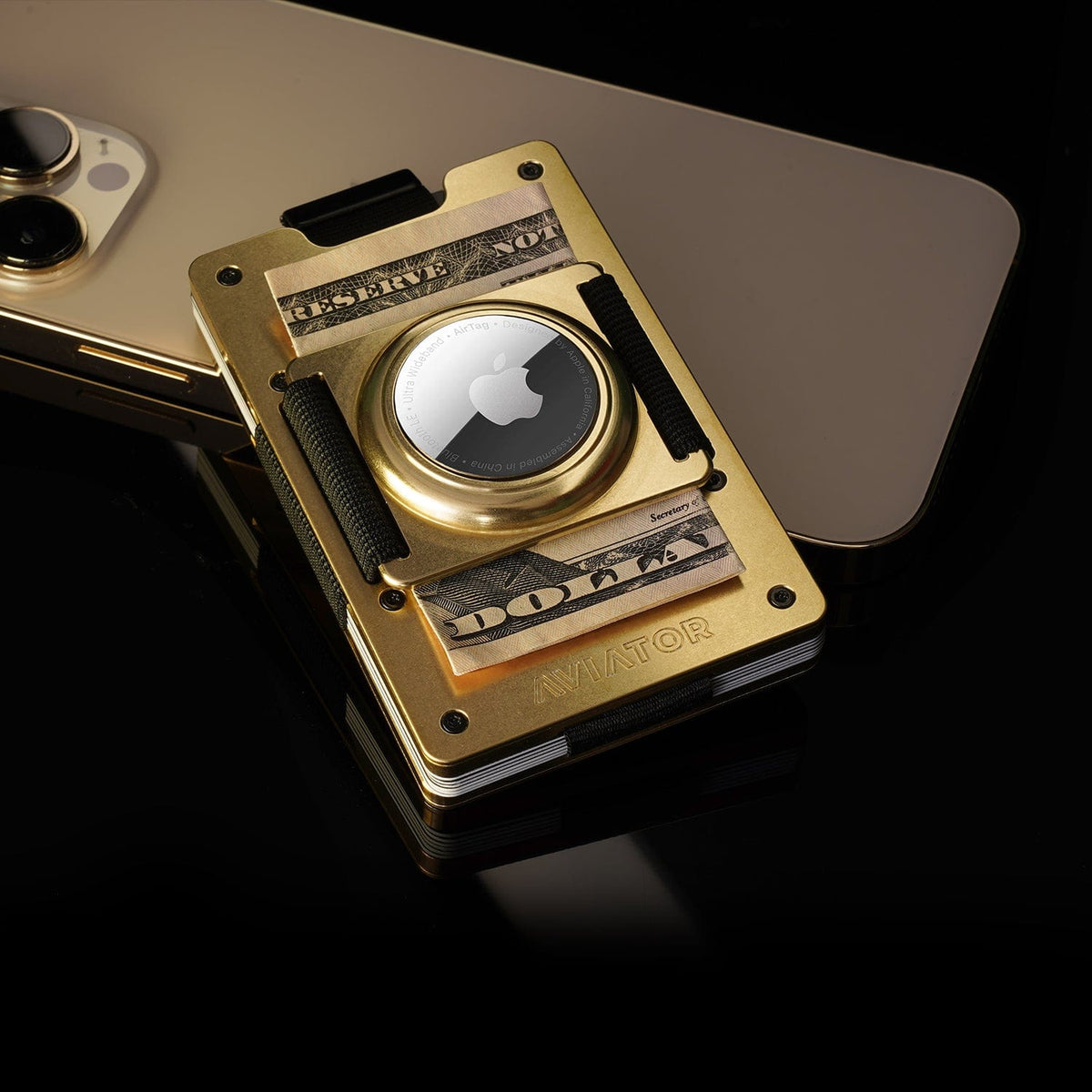 Stonewashed Brass AirTag Holder