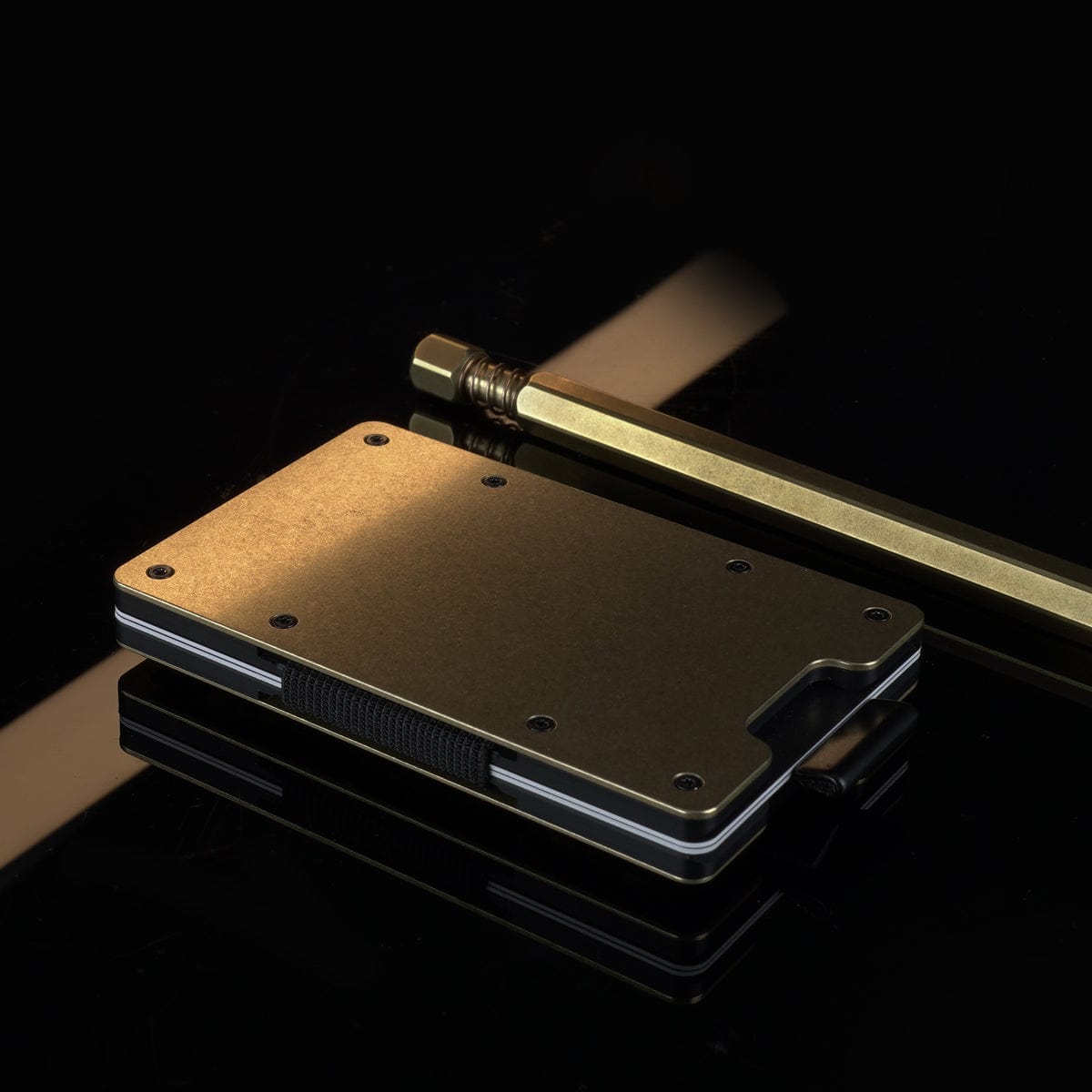 Stonewashed Brass | Slide ONE Wallet + Brass Cash Clip