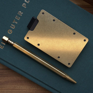 Stonewashed Brass | Slide ONE Wallet + Brass Cash Clip