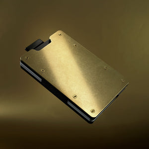 Stonewashed Brass | Slide ONE Wallet + Brass Cash Clip