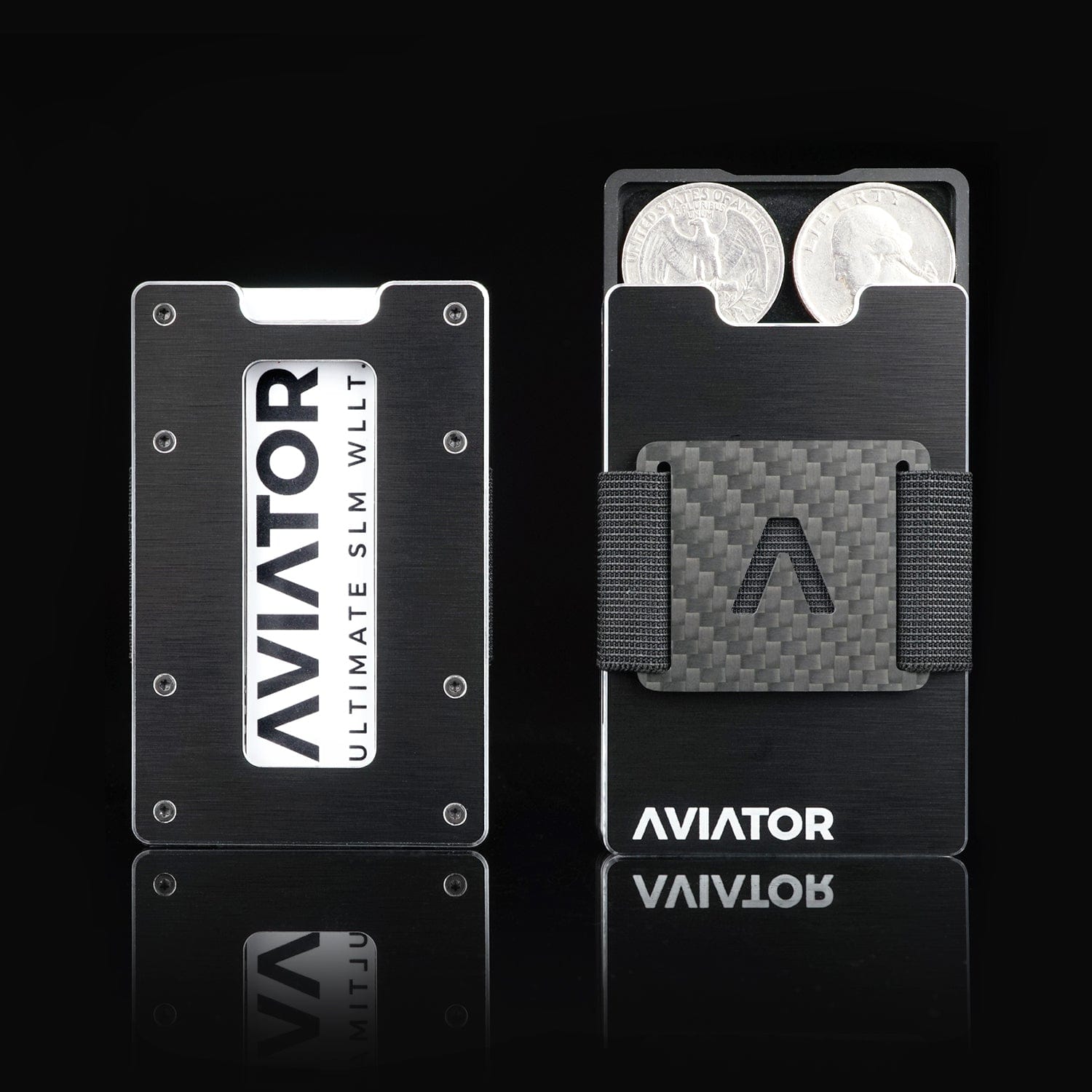 AVIATOR Slide Black Metallic Slim Wallet