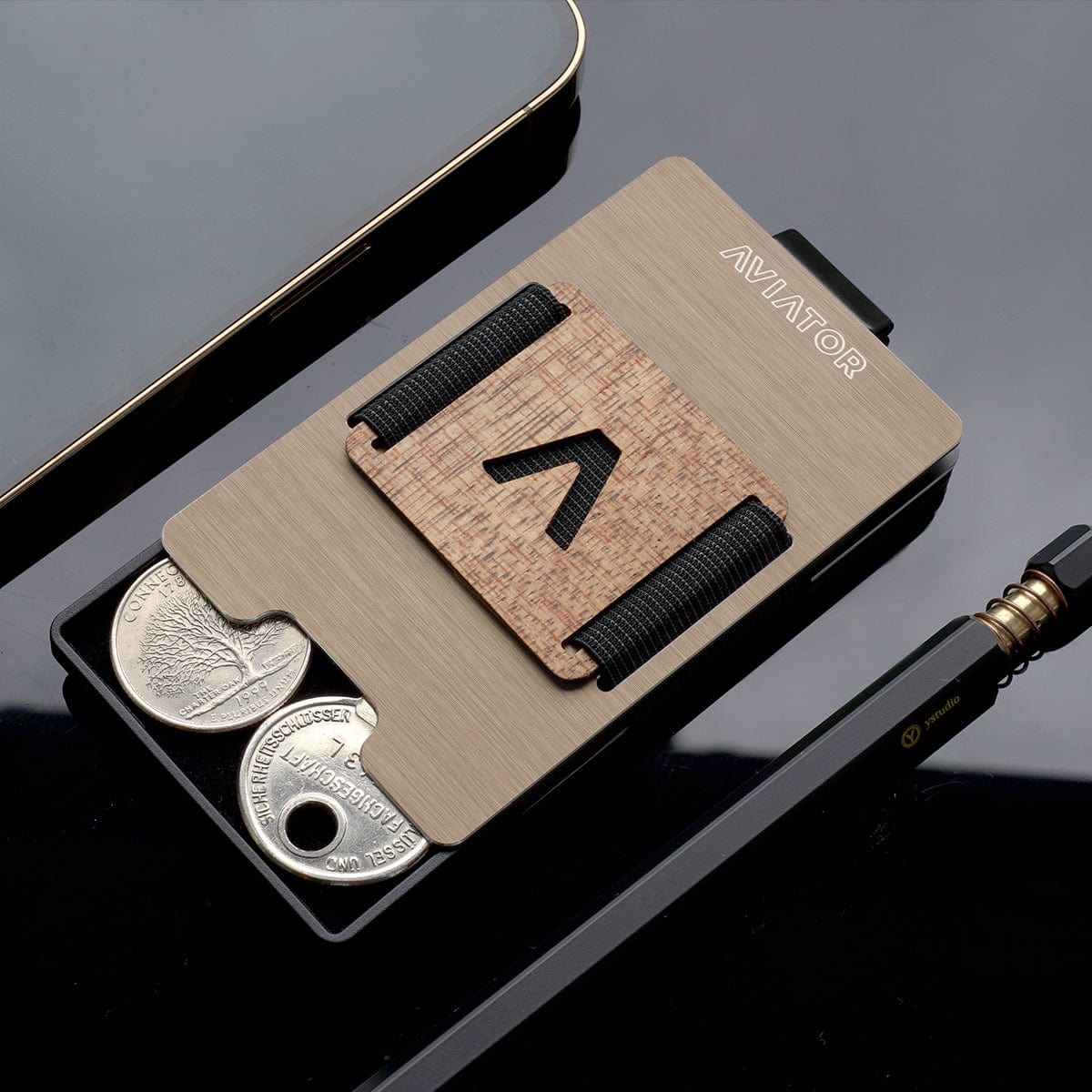 Timber Wallet Brushed Sand Slim Wallets | Slide | Best Metal Wallets - AVIATOR by ...