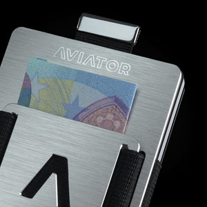 Brushed Silver | Slide Wallet with Closed Coverplate + Silver Cash Clip
