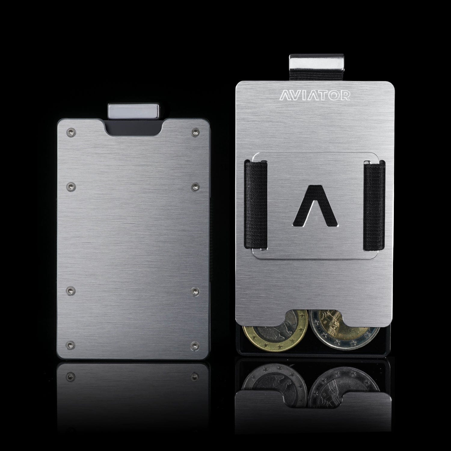 Brushed Silver | Slide Wallet with Closed Coverplate + Silver Cash Clip