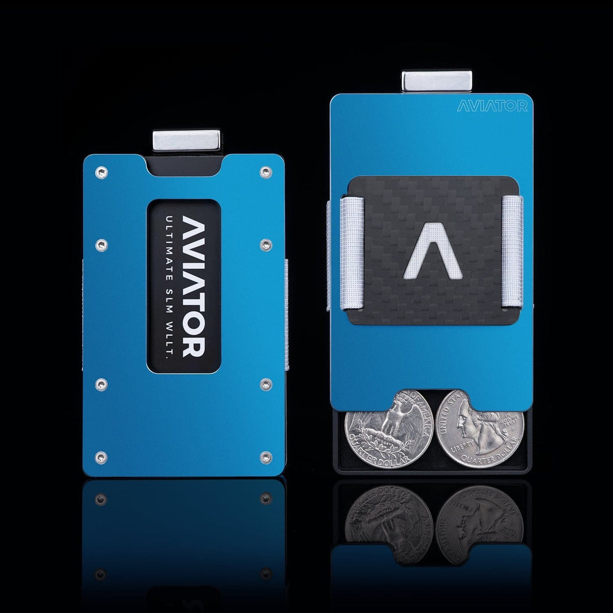 Galactic Blue | Slide Wallet with Silver Screws + 3D printed AirTag Holder