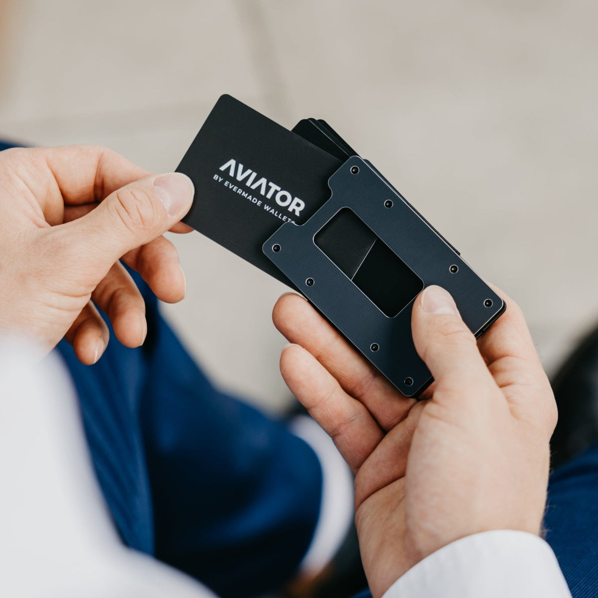 Graphite Blue Aluminum Slim Wallet