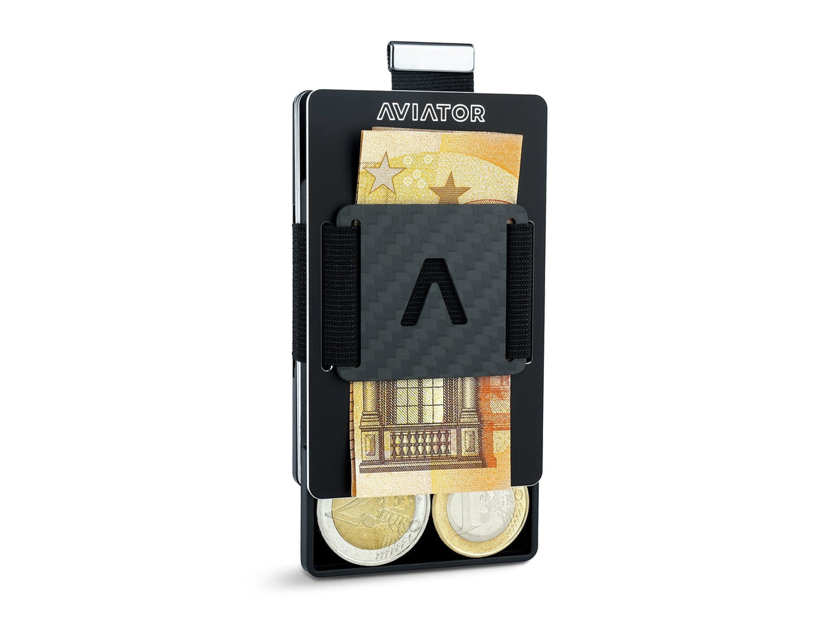 Slim Wallet mit Münzfach und Cash Clip | Obsidian Black