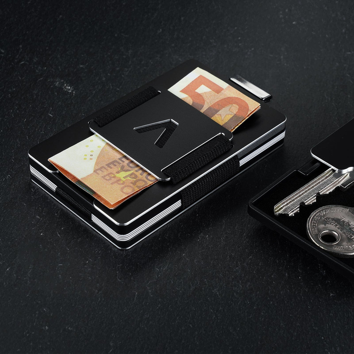 Obsidian Black Aluminum Slim Wallet