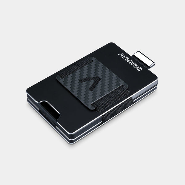 NOT FLAW[LESS] Outlet | Obsidian Black Metal Slim Wallet - AVIATOR