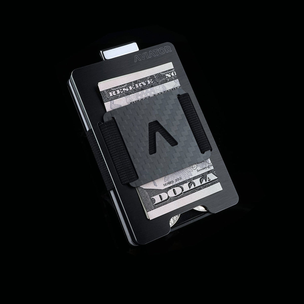 Brushed Black | Slide Wallet + Carbon Fiber Cash Clip - AVIATOR by
