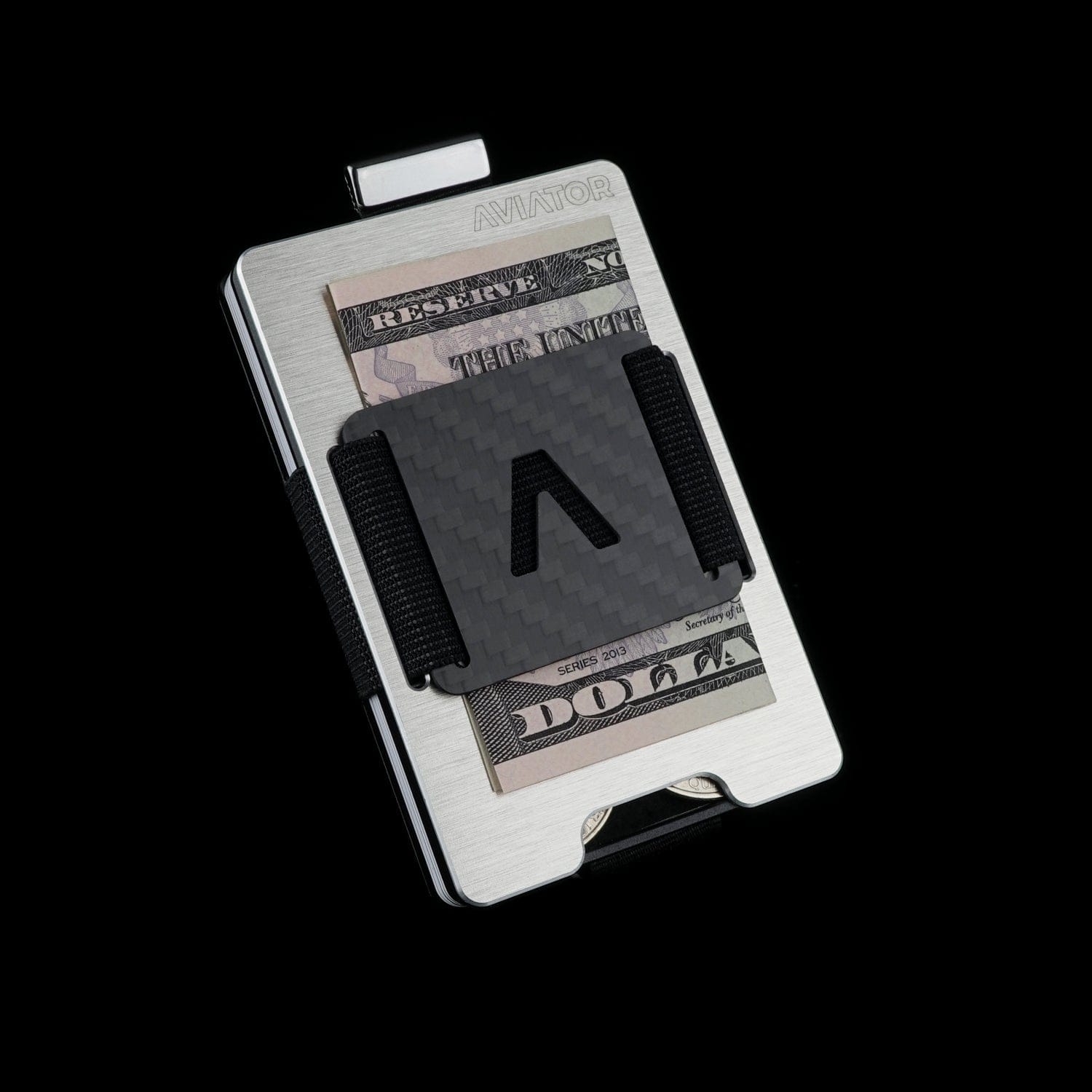 Brushed Silver | Slide Wallet + Carbon Fiber Cash Clip