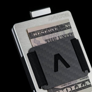 Brushed Silver | Slide Wallet + Carbon Fiber Cash Clip