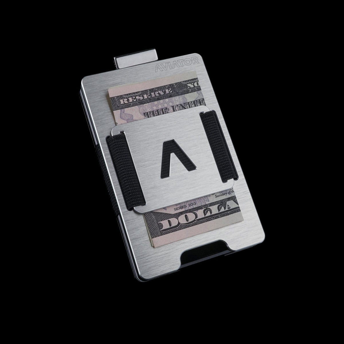 Brushed Silver | Slide Wallet with Closed Coverplate + Silver Cash Clip