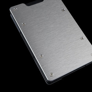 Brushed Silver | Slide Wallet mit geschlossener Coverplatte + Silberner Metall Cash Clip