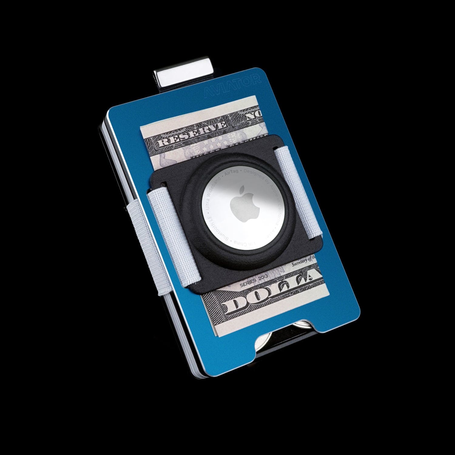 Galactic Blue | Slide Wallet with Silver Screws + 3D printed AirTag Holder