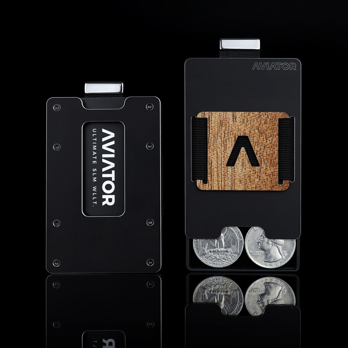 Obsidian Black | Slide Wallet + Wood Carbon Fiber Cash Clip