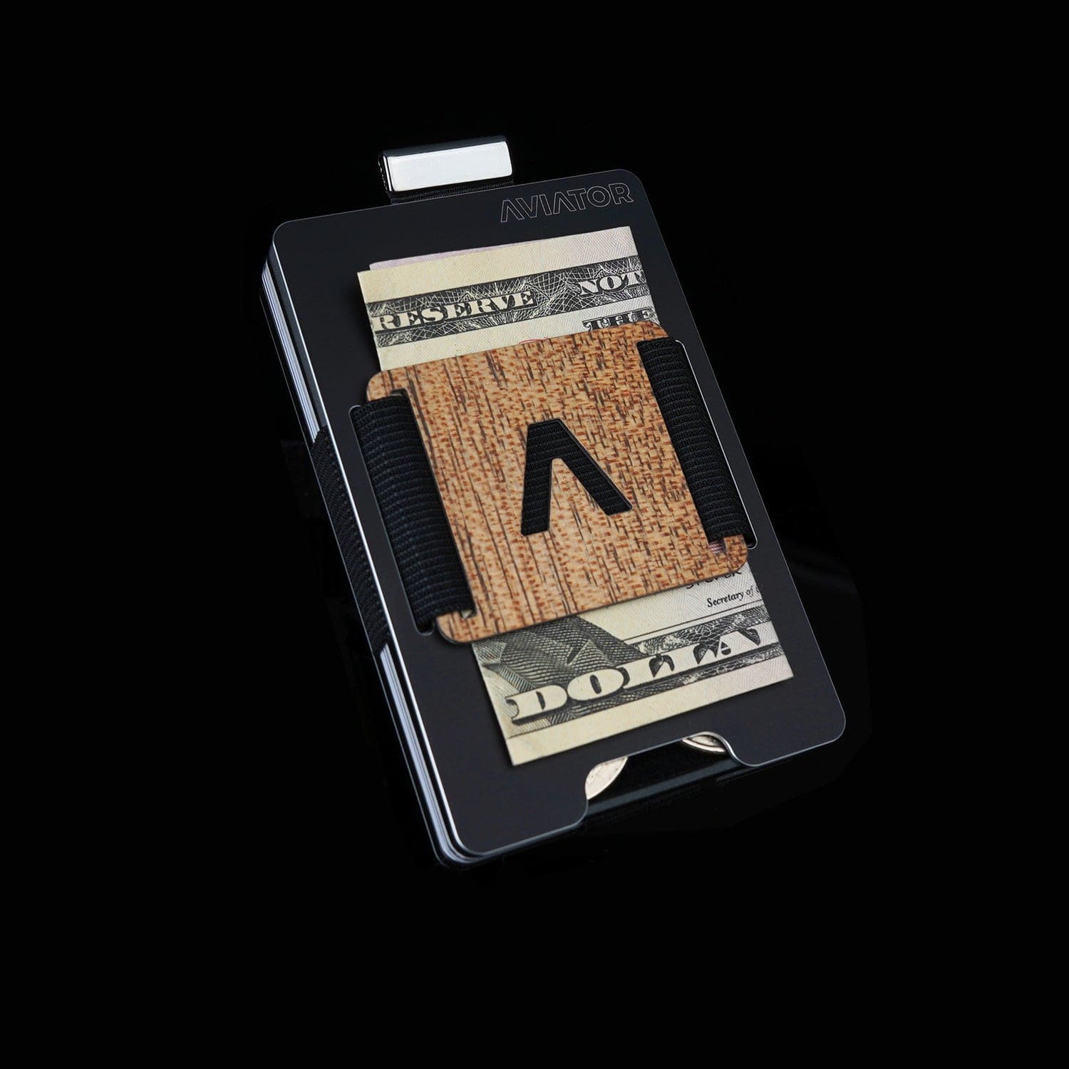 Obsidian Black | Slide Wallet + Wood Carbon Fiber Cash Clip