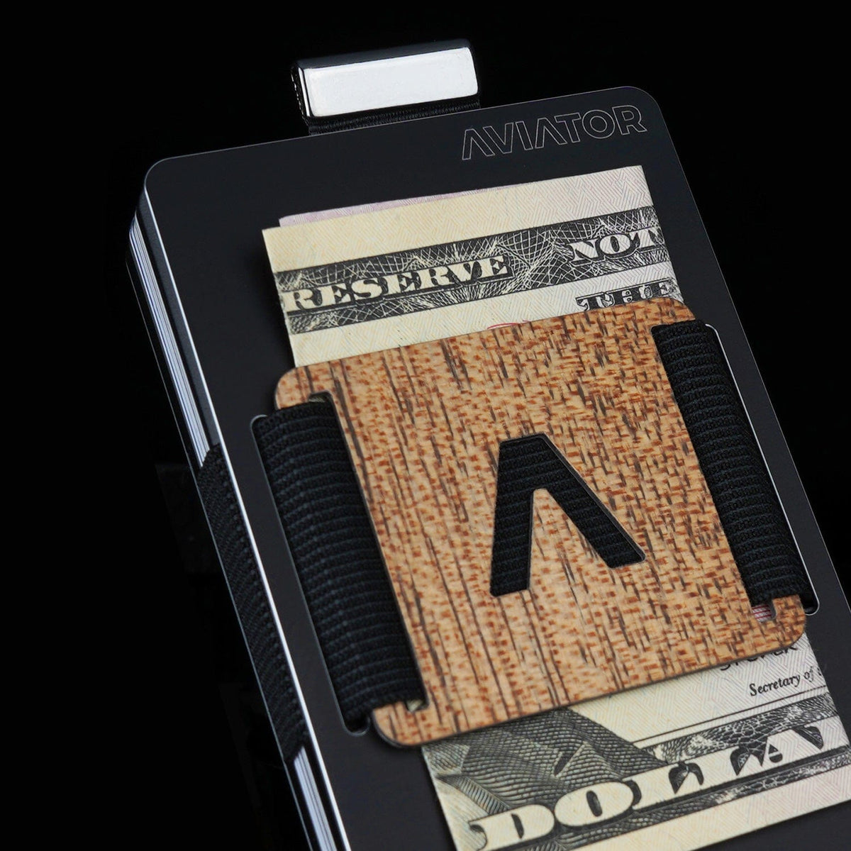 Obsidian Black | Slide Wallet + Wood Carbon Fiber Cash Clip