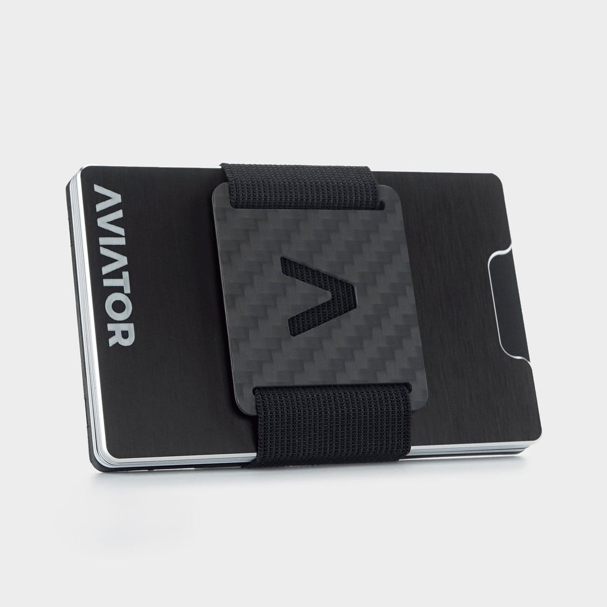 AVIATOR Slide Brushed Black Metallic Minimalist Wallet