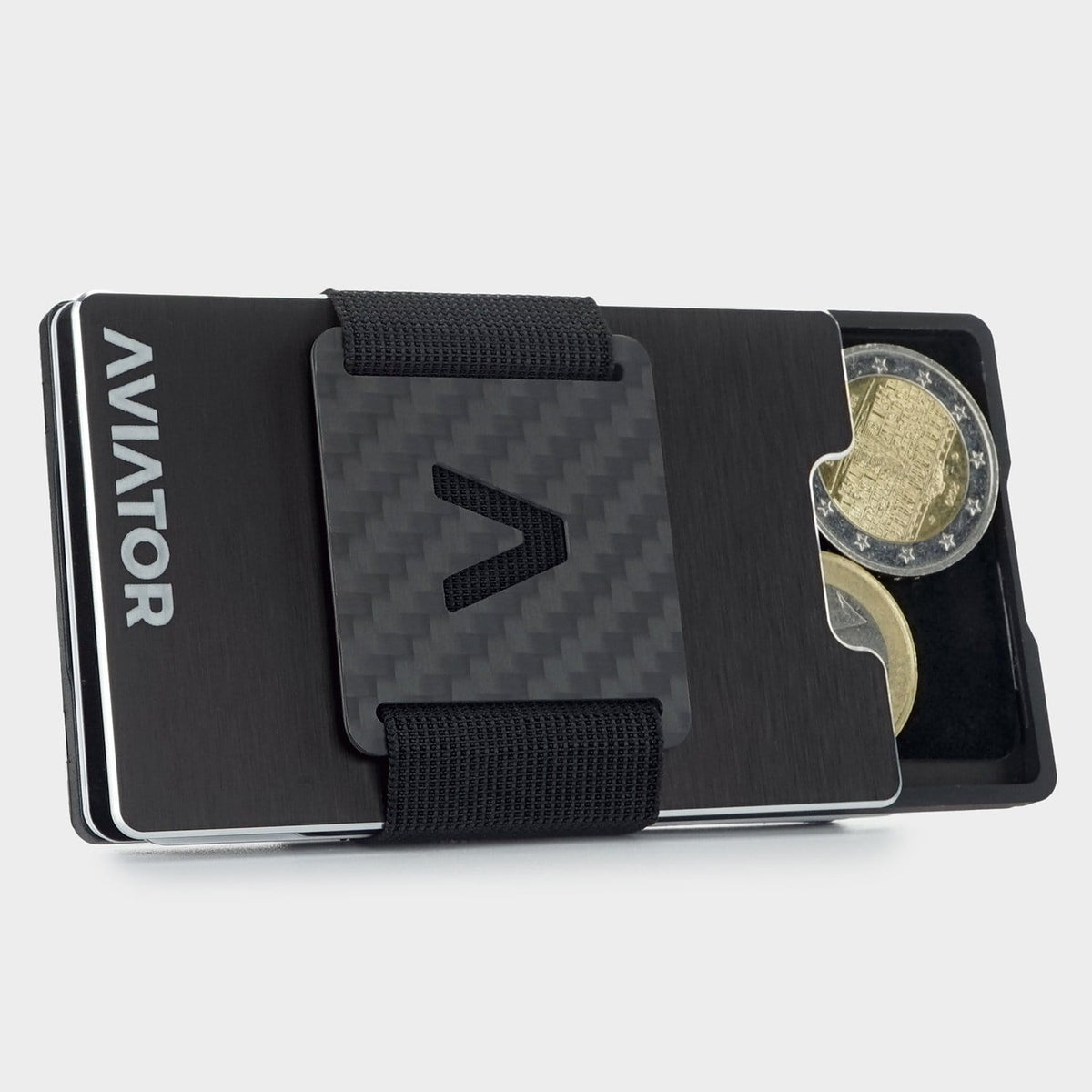Black Brushed | Classic | Minimalist Metal Wallet - AVIATOR by