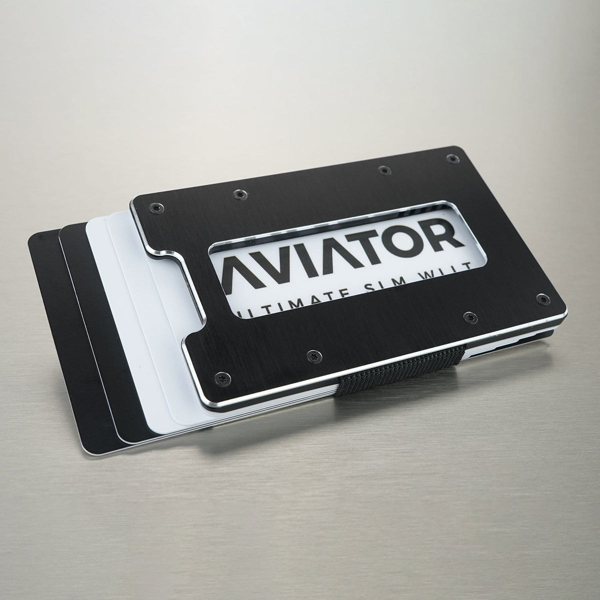 Black Brushed | Classic | Minimalist Metal Wallet - AVIATOR by