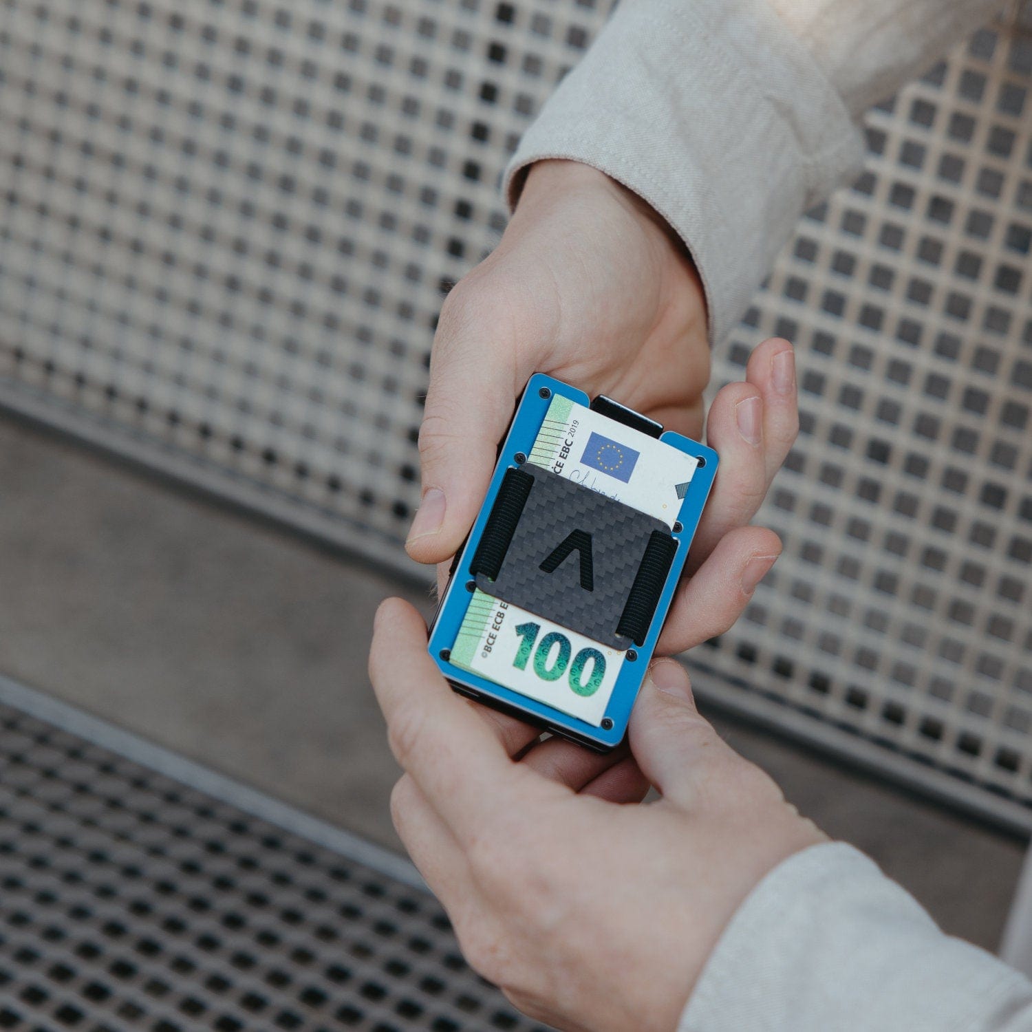 Galactic Blue Metal Slim Wallet