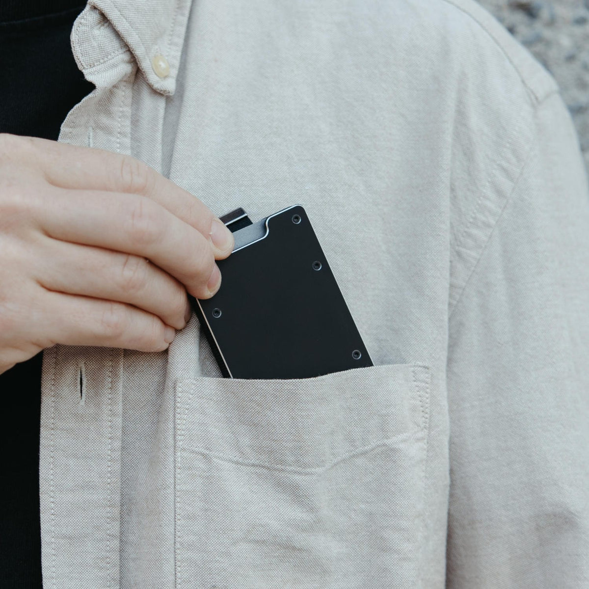 Obsidian Black Metal Slim Wallet